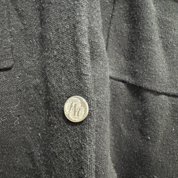 Maje Knit Overshirt with Eyelets Black and Silver Cardigan with Studded Grommets - Picture 9 of 11